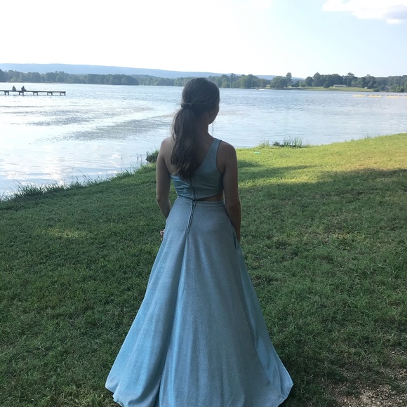 City Triangles Iridescent One Shoulder Gown w Cutout - Picture 9 of 10